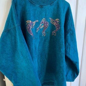 Vintage Bfofo teal Sweatshirt with Tribal Design
